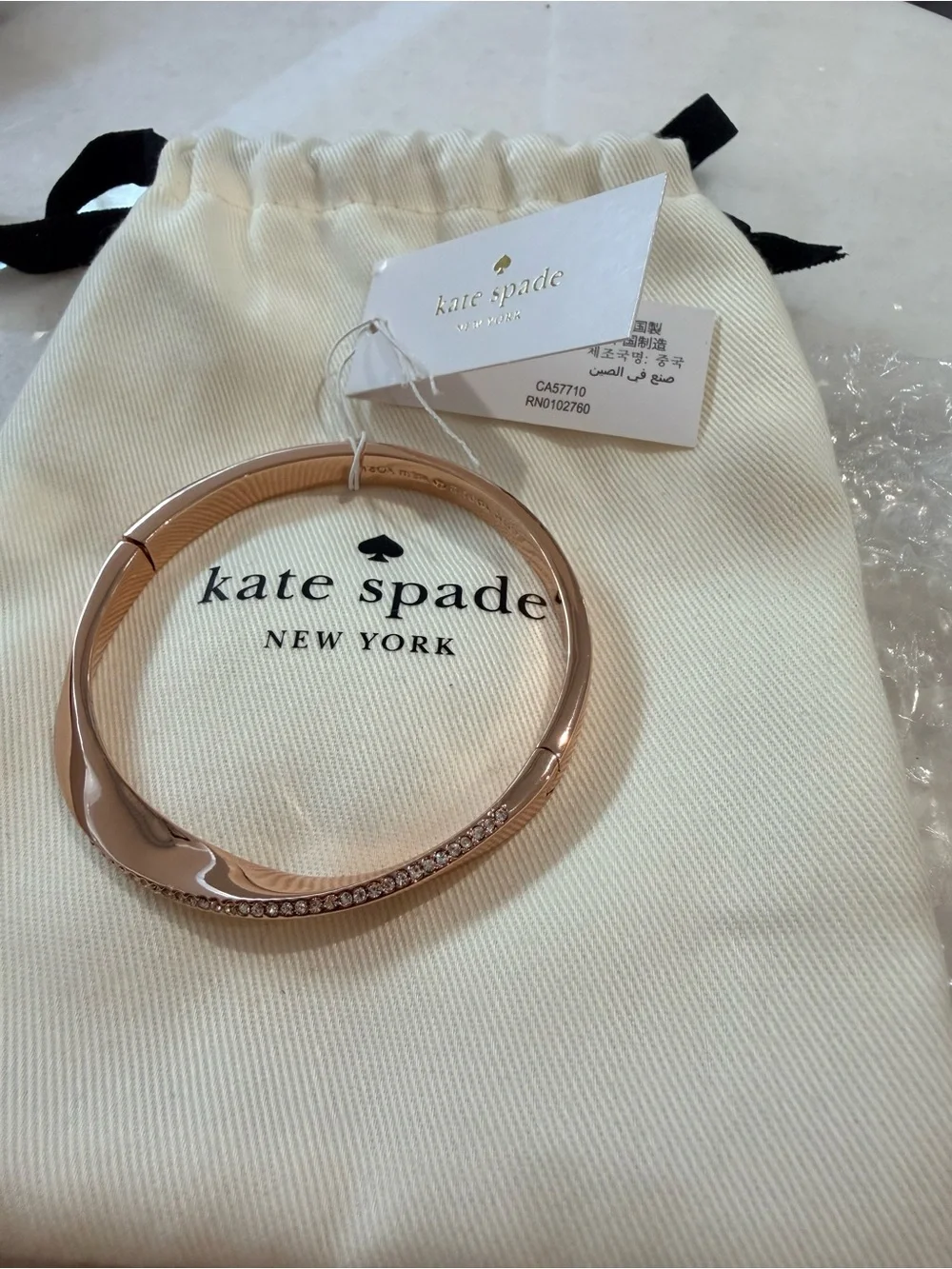 kate spade Rose Gold Crystal-Accent Bangle Bracelet